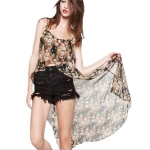 UNIF | Floral Maxi Kimono Light Cardigan Chiffon Tank